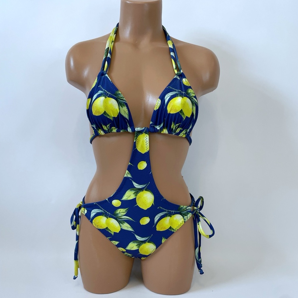 One piece lemon print bathing suit